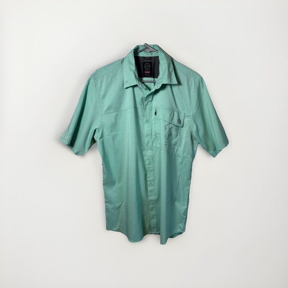 Wrangler AGT Mens Short Sleeve Button-up  Shirt Aqua Green Size Medium  Outdoor - Picture 1 of 12